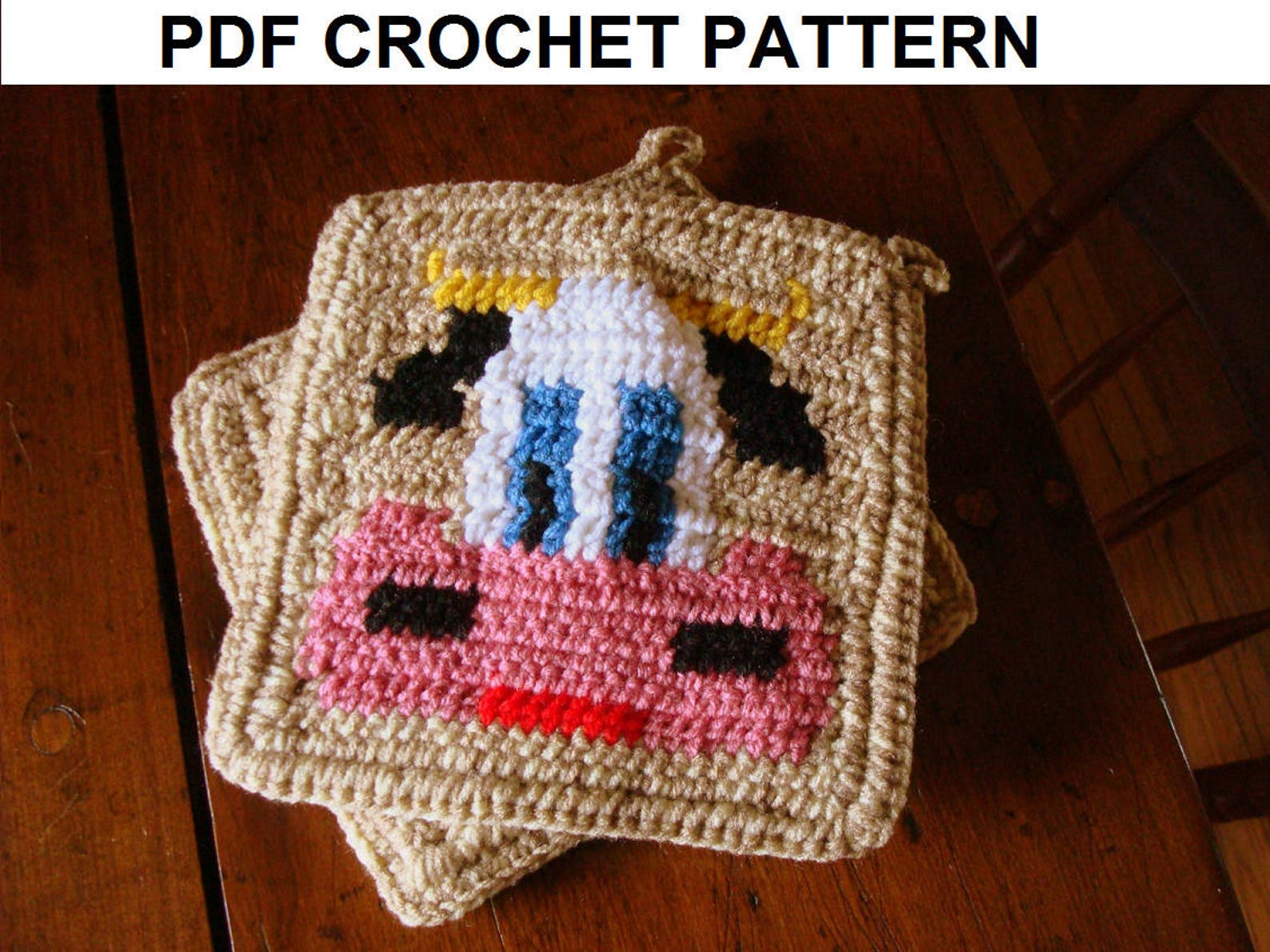 COW Potholder PDF Crochet Pattern Graph and Written Etsy