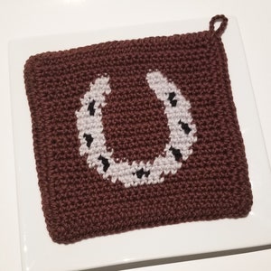 Horseshoe Potholder Crochet Pattern Single Crochet SC Graph Written Instructions Word Chart PDF Download Crochet Pattern Cowboy Cowgirl