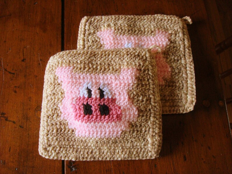 PIG Potholder PDF Crochet Pattern Graph and Written Etsy