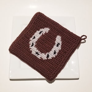 Horseshoe Potholder Crochet Pattern Single Crochet SC Graph Written Instructions Word Chart PDF Download Crochet Pattern Cowboy Cowgirl image 7