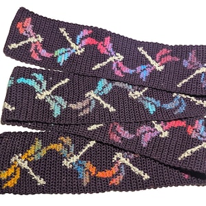 Patrón de crochet para bufanda de libélula. Instrucciones escritas. Descarga el patrón de bufandas en verde azulado. Tapiz, intarsia.