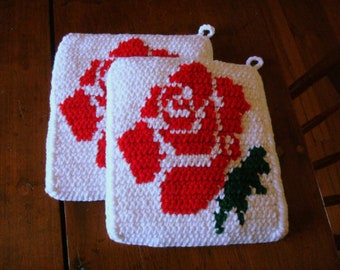 Rose Häkelanleitung, Rosen Blumen PDF Topflappen Topflappen, Diagramm Geschriebene Anweisungen Einfacher Häkelschal, Garten, Topflappen Muster