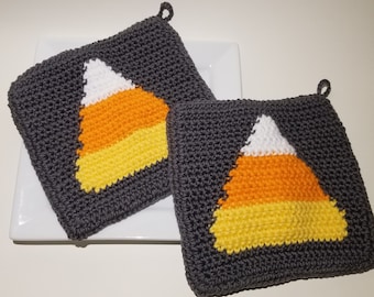 Candy Corn Häkelanleitung, Halloween Topflappen Einzelhäkeln SC Graph Topflappen Hot Pad, schriftliche Anleitung