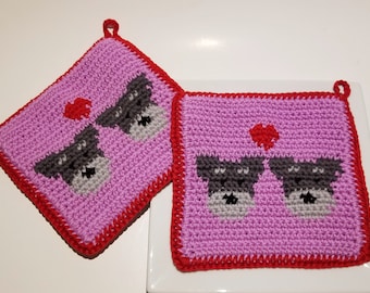 Schnauzers Häkelanleitung, Hunde in der Liebe Topflappen – Schaubild Schriftliche Anleitung Chart Topflappen Hot Pad Pattern, Schnauzer, Hund, SC