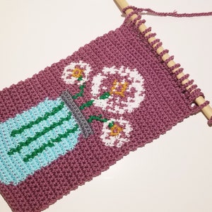 Dandelion Flowers Mason Jar Crochet Pattern, Wall Hanging, Wall Decor Art Deco Single Crochet Graph Intarsia Tapestry Download Pattern