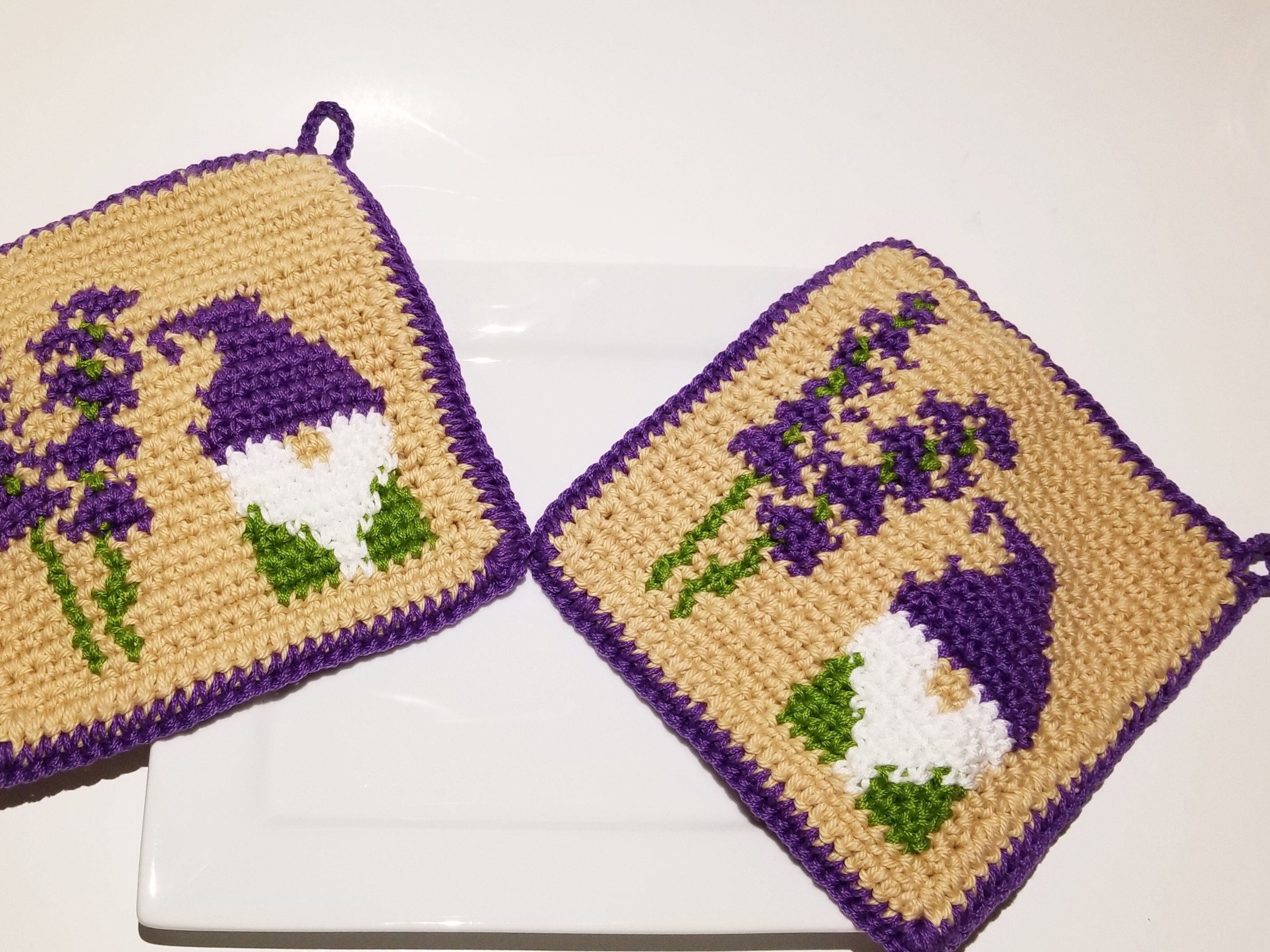 Lavender Gnome Crochet Pattern Potholder Pot Holder Graph Etsy
