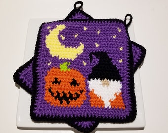 HALLOWEEN Wichtel Häkelanleitung, Halloween Deko Anleitung, Intarsien häkeln, Tapisserie häkeln, Topflappen Graph und schriftliche Anleitung SC