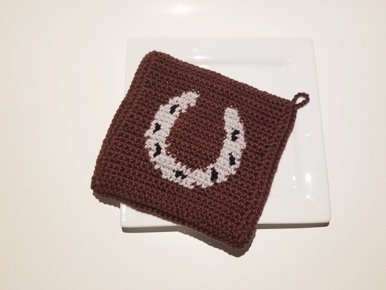 Horseshoe Potholder Crochet Pattern Single Crochet SC Graph Written Instructions Word Chart PDF Download Crochet Pattern Cowboy Cowgirl image 5