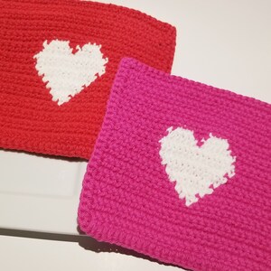 Heart Washcloth Crochet Pattern, Single Crochet SC Graph Red, Pink White Heart Mothers day, Valentines for Her Word Chart Wash Cloth Pattern