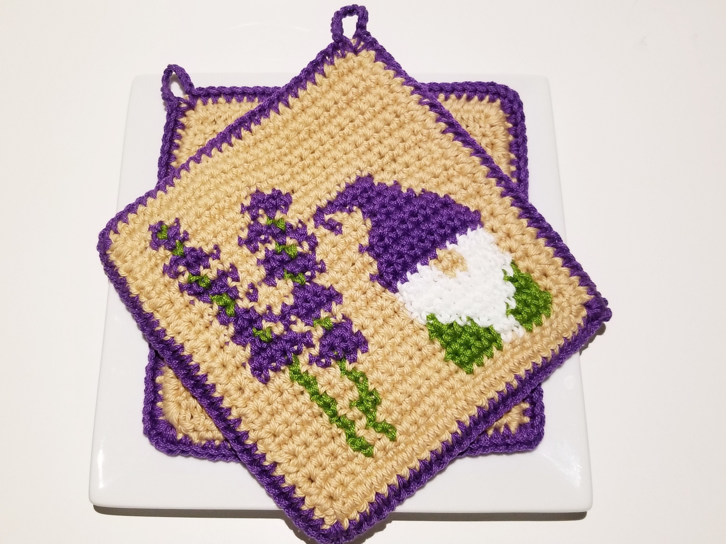 Lavender Gnome Crochet Pattern Potholder Pot Holder Graph Etsy