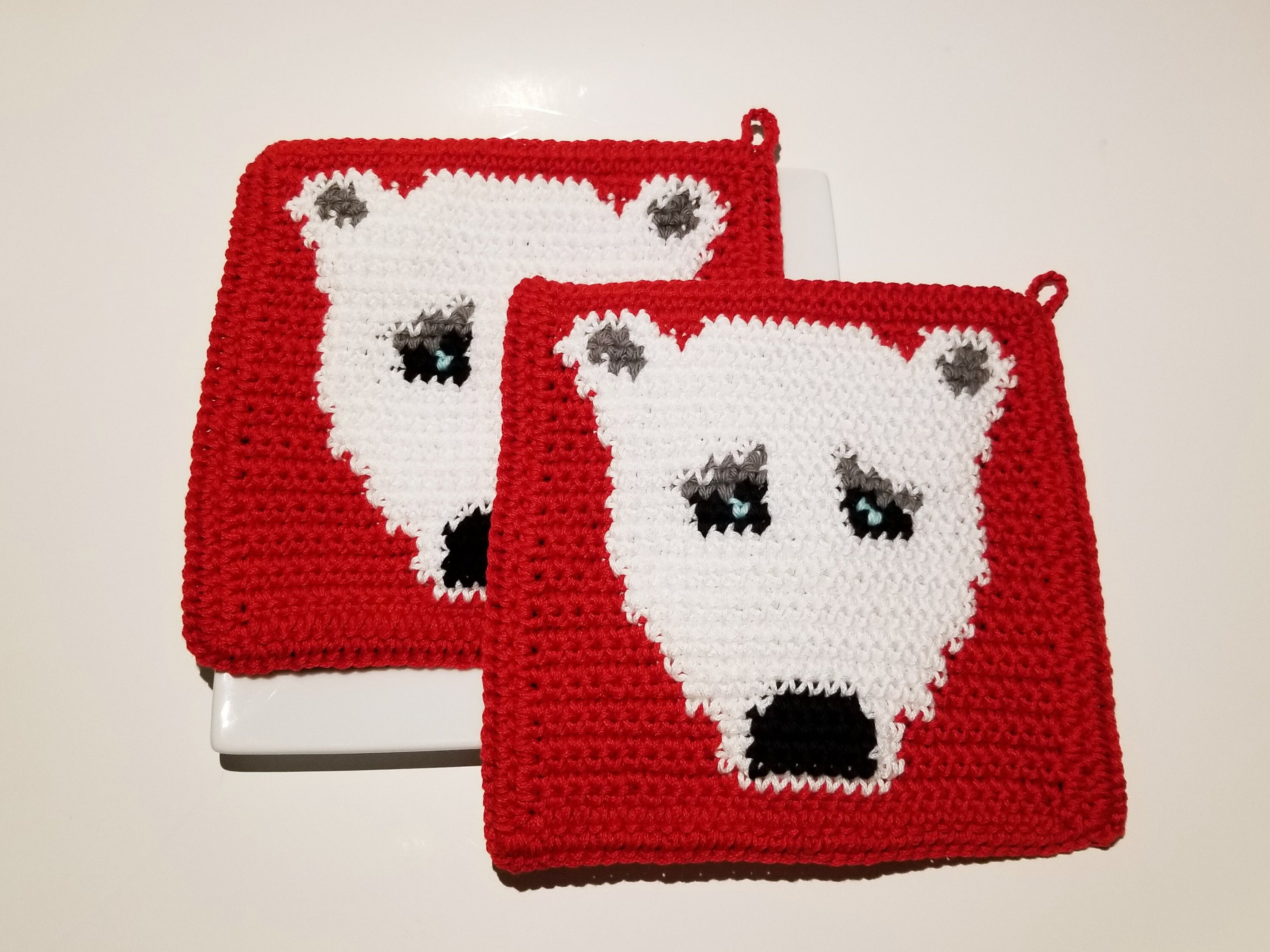 Polar Bear Potholder PDF Crochet Pattern Arctic Winter Red | Etsy