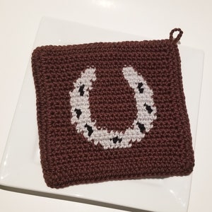 Horseshoe Potholder Crochet Pattern Single Crochet SC Graph Written Instructions Word Chart PDF Download Crochet Pattern Cowboy Cowgirl image 6