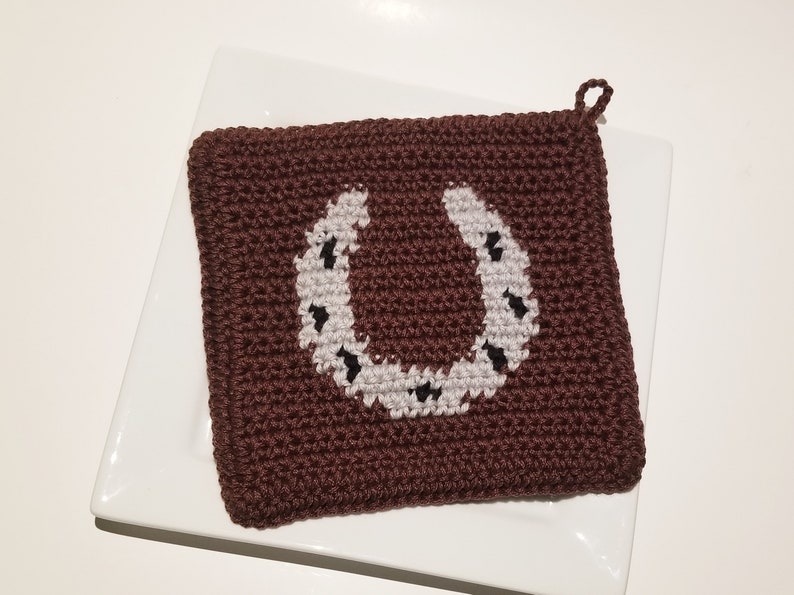 Horseshoe Potholder Crochet Pattern Single Crochet SC Graph Written Instructions Word Chart PDF Download Crochet Pattern Cowboy Cowgirl image 6