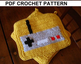 Patrón de agarradera de mando de videojuegos a crochet. Patrón de crochet simple. Instrucciones escritas. Descarga digital en PDF. Patrón de agarradera a crochet simple.