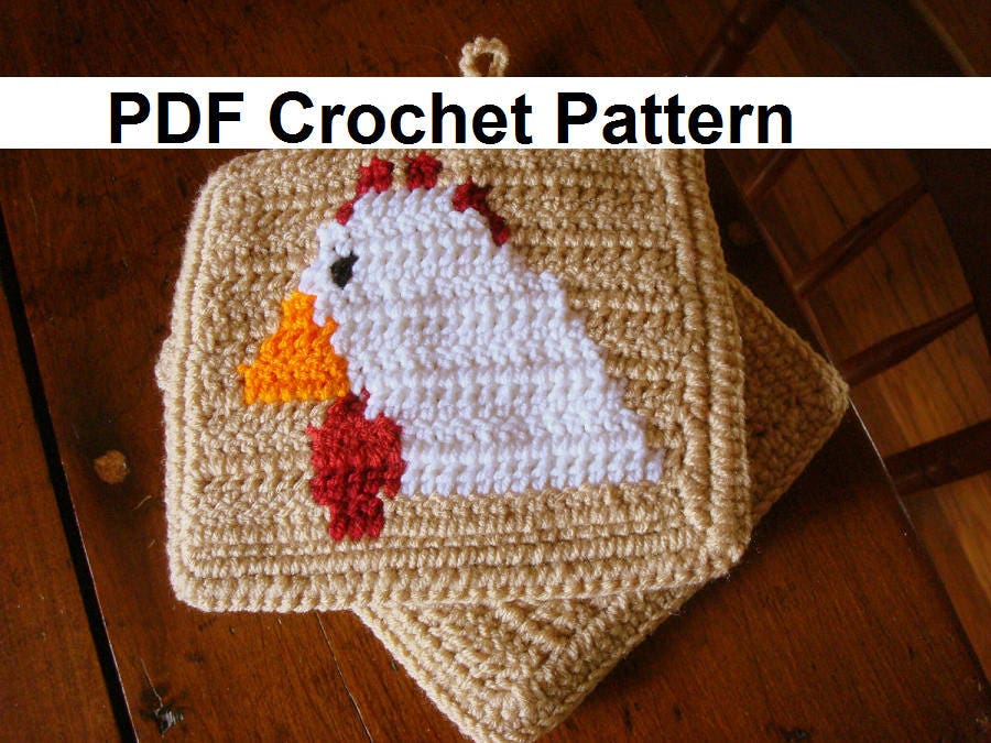 Chicken Potholder Pattern with Graph and Written Instructions