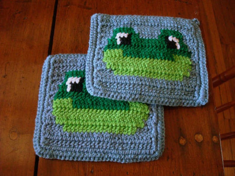 Frog Potholder PDF Crochet Pattern Graph and Written Instructions Color Change Crochet Double Crochet for Pot Holder, Scarf, Blanket image 4