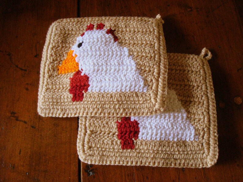 Chicken Potholder PDF Crochet Pattern Graph and Written - Etsy