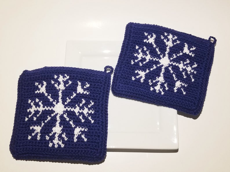 SNOWFLAKE Crochet Pattern Potholder Winter Christmas Gift Pot image 8
