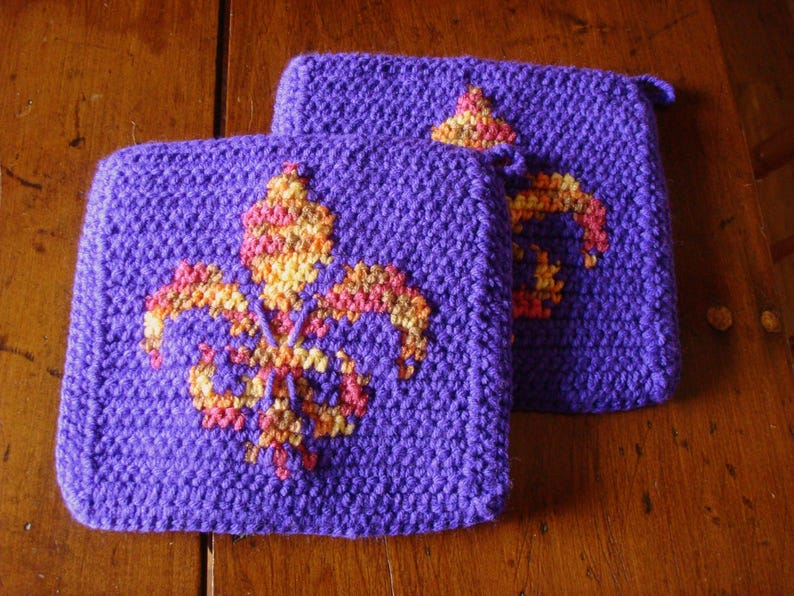 FLEUR DE LIS Potholder Pdf Crochet Pattern Flower De Luce Pot Etsy