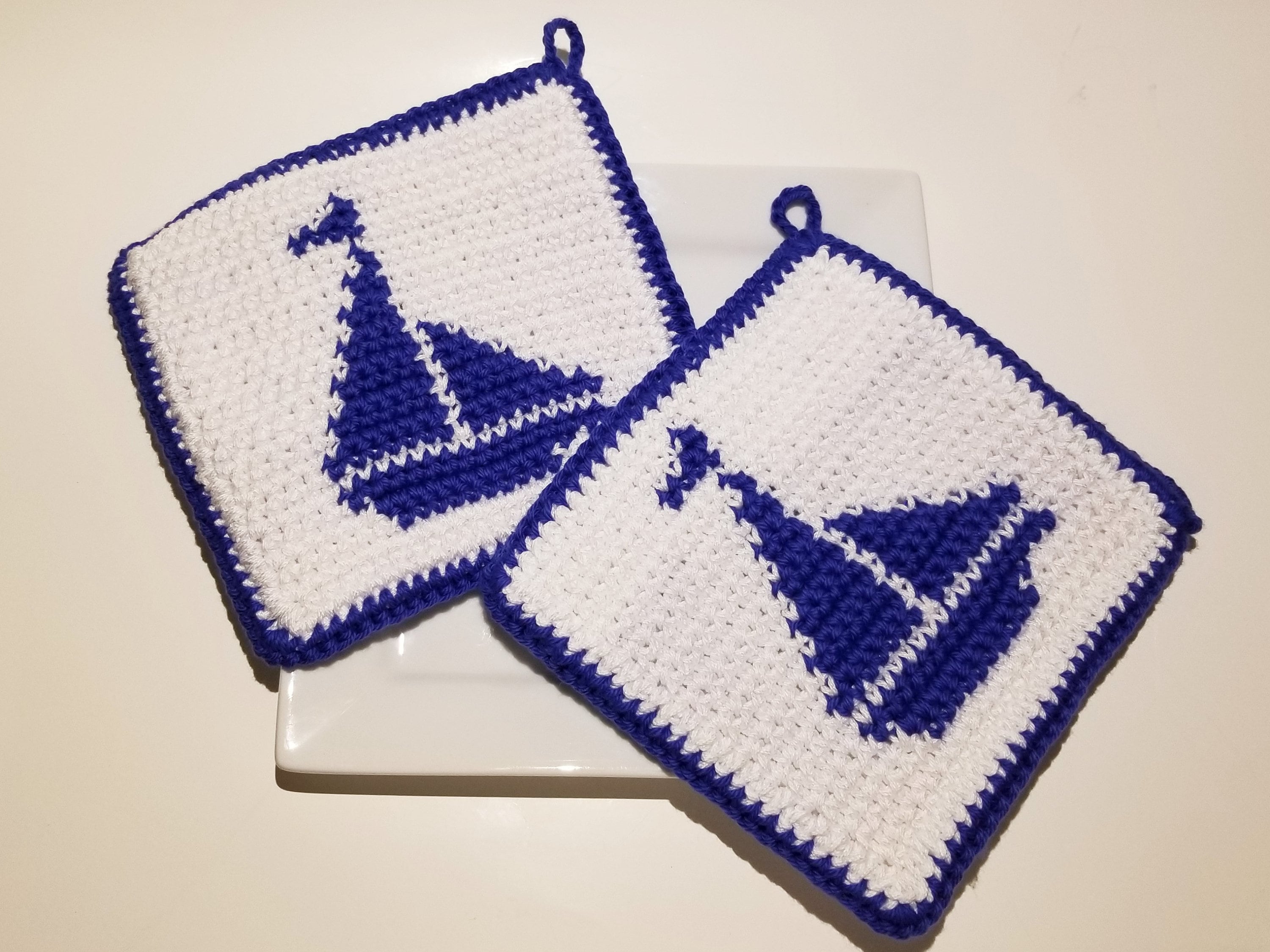 Sailboat Crochet Pattern Nautical Potholders Single Crochet Etsy