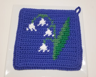 häkeln Topflappen Muster: Lilien, Maiglöckchen PDF Topflappen, Graphik geschriebene Anleitung Einzel Häkelschal Muster Glockenblume