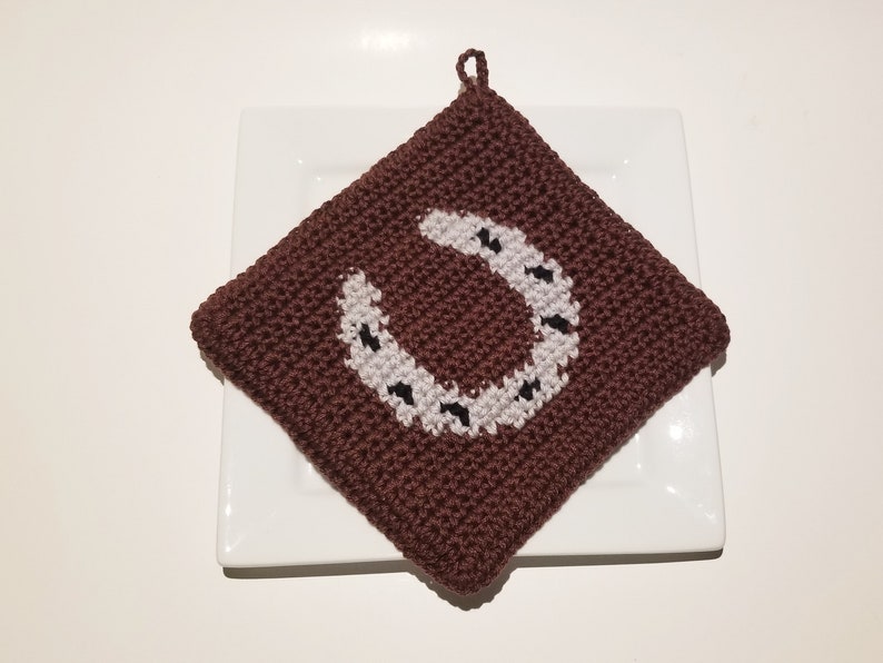 Horseshoe Potholder Crochet Pattern Single Crochet SC Graph Written Instructions Word Chart PDF Download Crochet Pattern Cowboy Cowgirl image 3