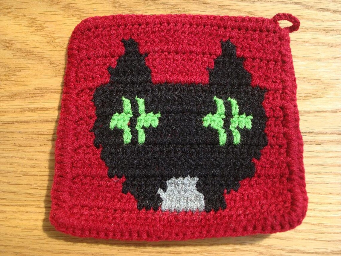 Black Cat Potholder PDF Crochet Pattern Graph Written Etsy