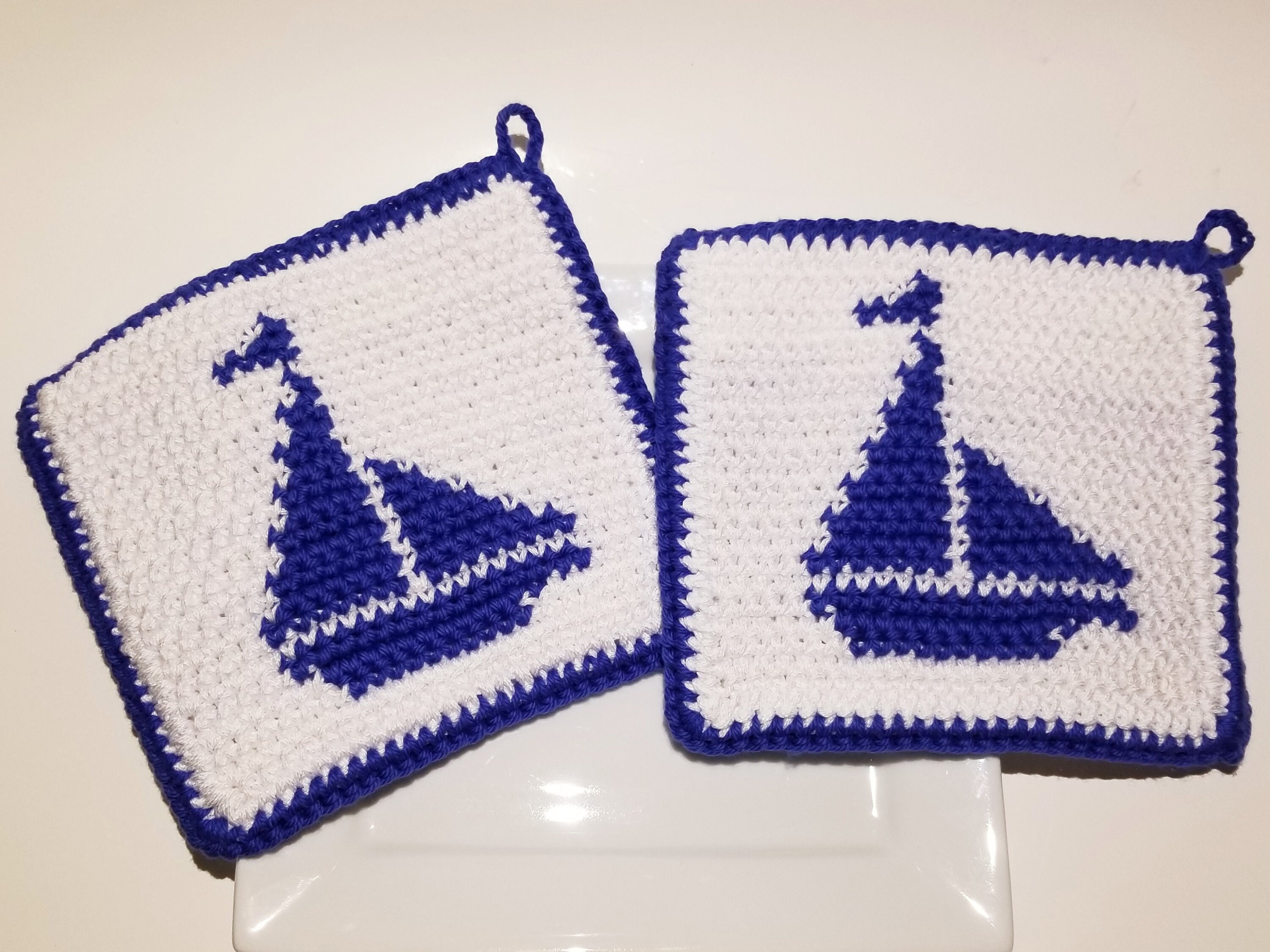 Sailboat Crochet Pattern, Nautical Potholders Single Crochet Graph ...
