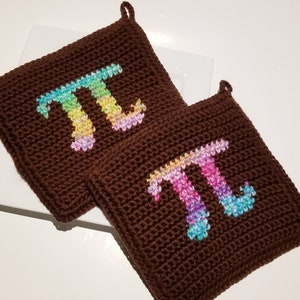 Pi Symbol Potholder Crochet Pattern Single Crochet SC Graph Written Instructions Download Crochet Pattern Math Engineer Scientist Graduation