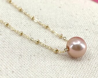 Pink Edison Pearl Floating Necklace