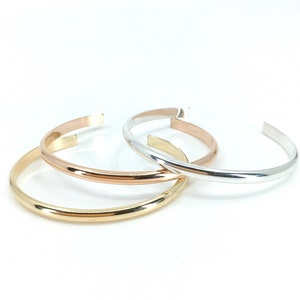 Thick Cuff Bracelet, Gold Open Cuff Bracelet, Sterling Silver Adjustable Cuff, Smooth Stacking Cuff Bracelet