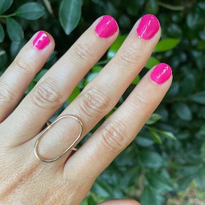 SOLID Gold Large Oval Karma Ring, 14K Gold Oval Ring, 14 Karat Gold Open Oval Ring, Smooth Gold Oval Ring, Eternity Ring, Infinity Ring