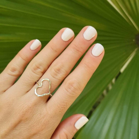 Sideways Heart Ring Open Sideways Hammered Heart Ring Open Gold