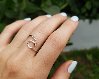 Hammered Wave Ring, Ocean Surf Jewelry