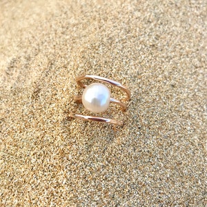 Edison Pearl Spiral Ring, Pink Pearl Ring, Edison Pearl Ring, Triple Spiral Edison Pearl Ring, Edison Pearl Sterling Silver Ring, Pink Pearl