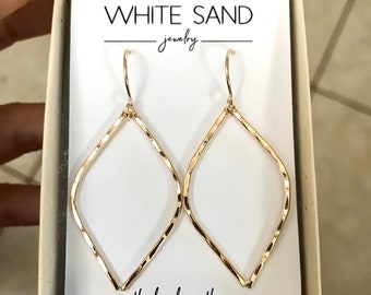 Hammered Marquise Hoop Earrings