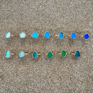 Gold Sea Glass Ring – Beach Glass Stacking Band image 2