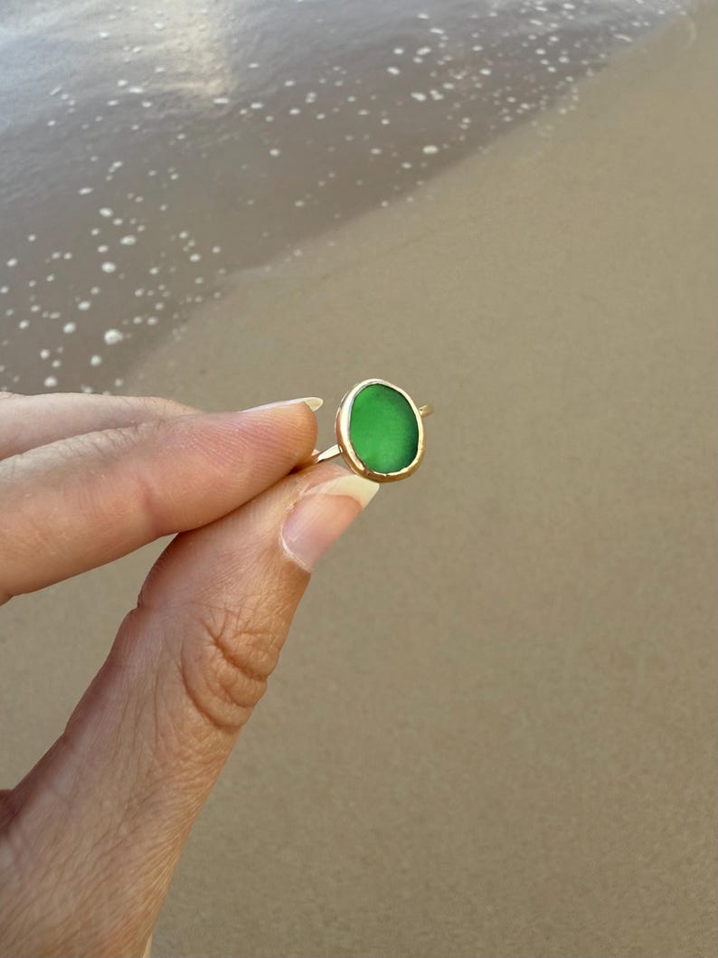 Gold Sea Glass Ring – Beach Glass Stacking Band image 10