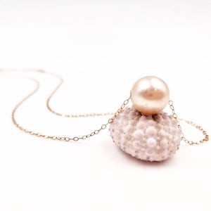 Edison Pearl Floating Necklace, Single Pink Edison Pearl Necklace, Freshwater Pearl Necklace