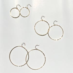 Hammered Hoop Earrings, Large Gold Hoop Earrings, Medium Rose Gold Hoop Earrings image 9