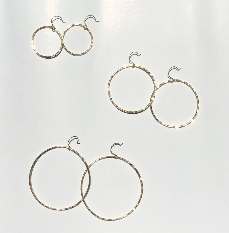 Hammered Hoop Earrings, Large Gold Hoop Earrings, Medium Rose Gold Hoop Earrings image 9