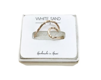14K Gold Hammered Wave Ring, Surfer Jewelry