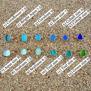 Gold Sea Glass Ring • Beach Glass White Topaz Stacking Band image 3