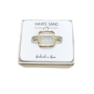 14K Gold Square Ring, Open 14K Gold Square Ring, Geometric Ring, Simple Open 14 Karat Gold Square Ring, Gold Hammered Square Ring