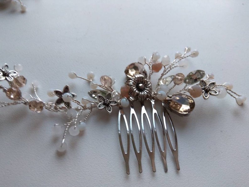 Pearls and Beaded Bridal Hair Piece Wedding Headband Wedding Headdress Bridal Hair Vine Wedding Leaves Hair Piece Decoracion de flores