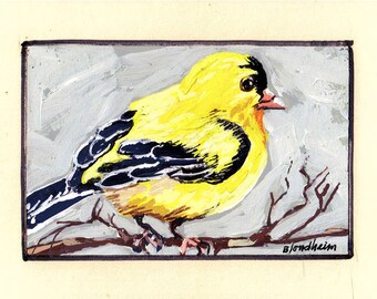 original art|finch bird art|bird art|bird painting|wild bird art|wildlife art|wall art| yellow bird art| animal art|birds art|fine art|gift