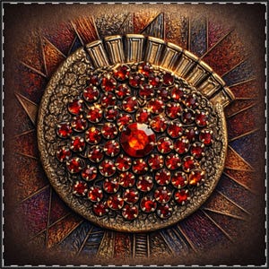 Rubinmedaljong i satin | Tavla