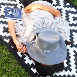 Linen sun hat, Color Gray, Summer, Wide brim sun hat, Floppy hat, Beach hat, Boho, Packable hat, Ladies hat, Hats for women