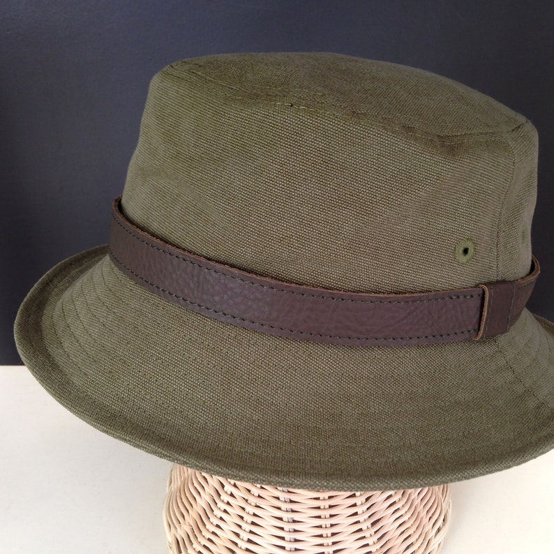 Pork Pie Hat Summer Hat Bucket Hat Women Canvas Leather Etsy