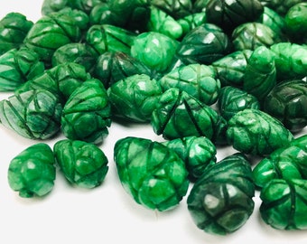 7.81 carats Carved Emerald Leaf FREE shipping in the United States. Native Cut 19 X 12 MM